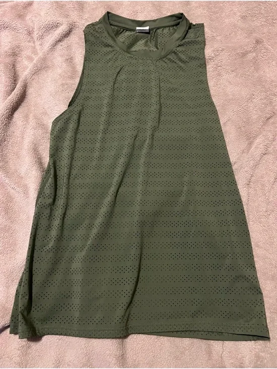Women’s Olive Green Perforated Sleeveless Top - Picture 1 of 3